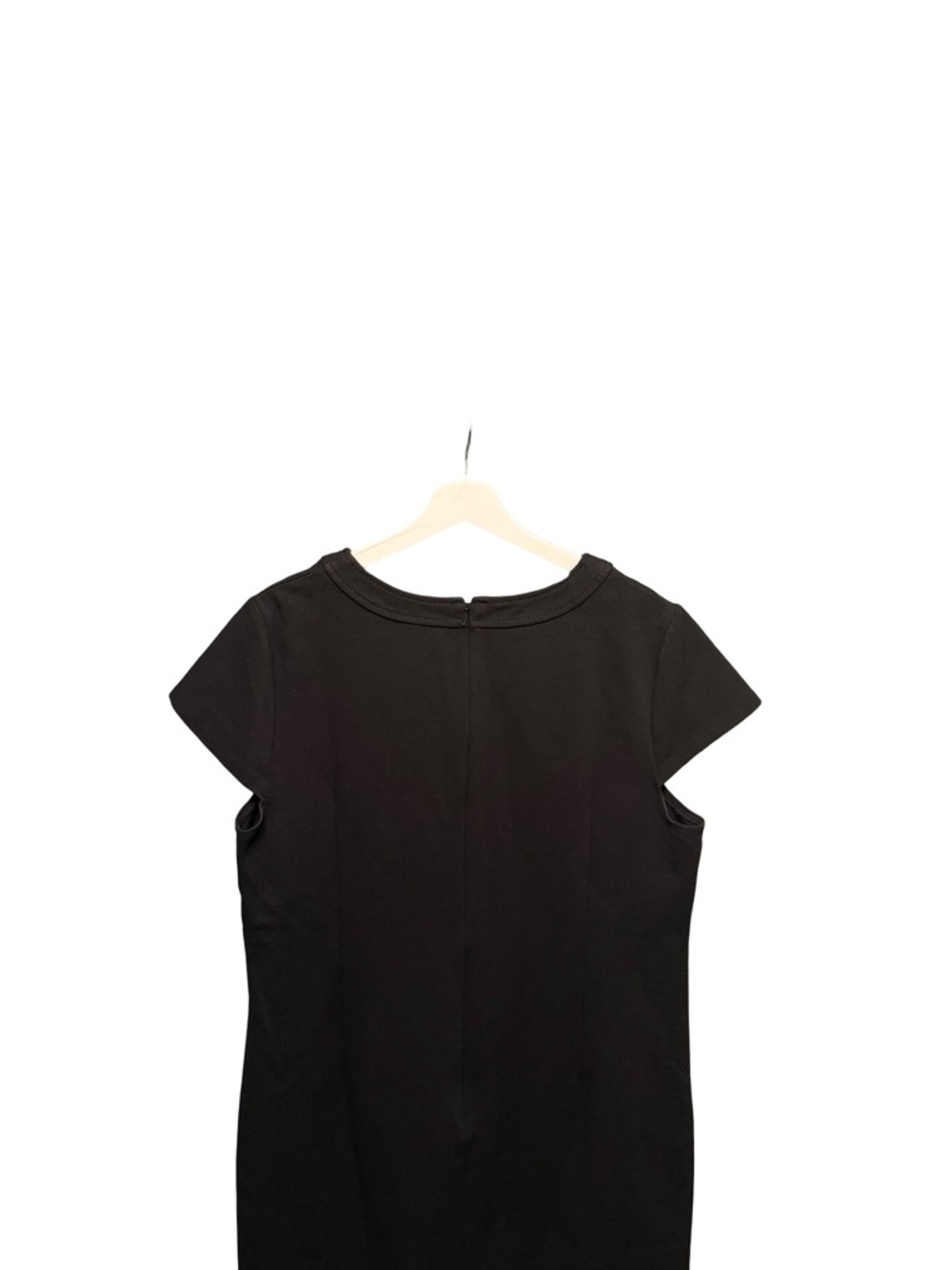 Talbots Black Shift Dress Cap Sleeve Patch Pockets Minimalist Chic LBD Size 16 - Picture 5 of 7